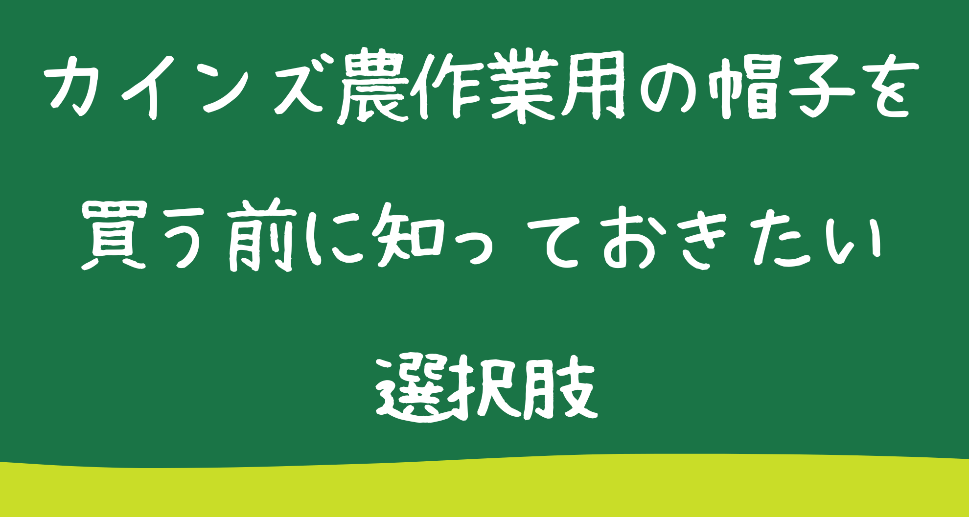 カインズ農作業用帽子を買う前に知っておきたい選択肢